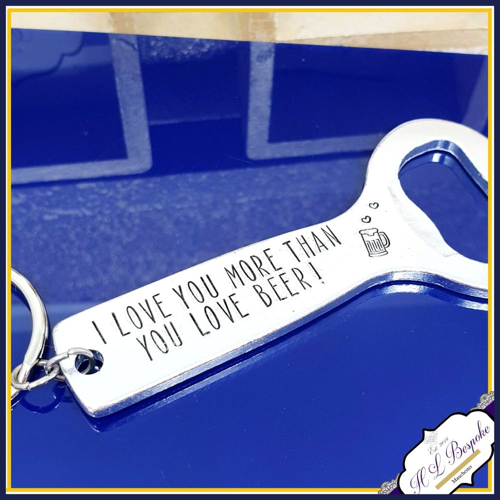 Personalised 10th Anniversary Bottle Opener - Tin Anniversary Love You More Than Beer - Funny Anniversary Gift - Gift For Hubby 10 Years Gif