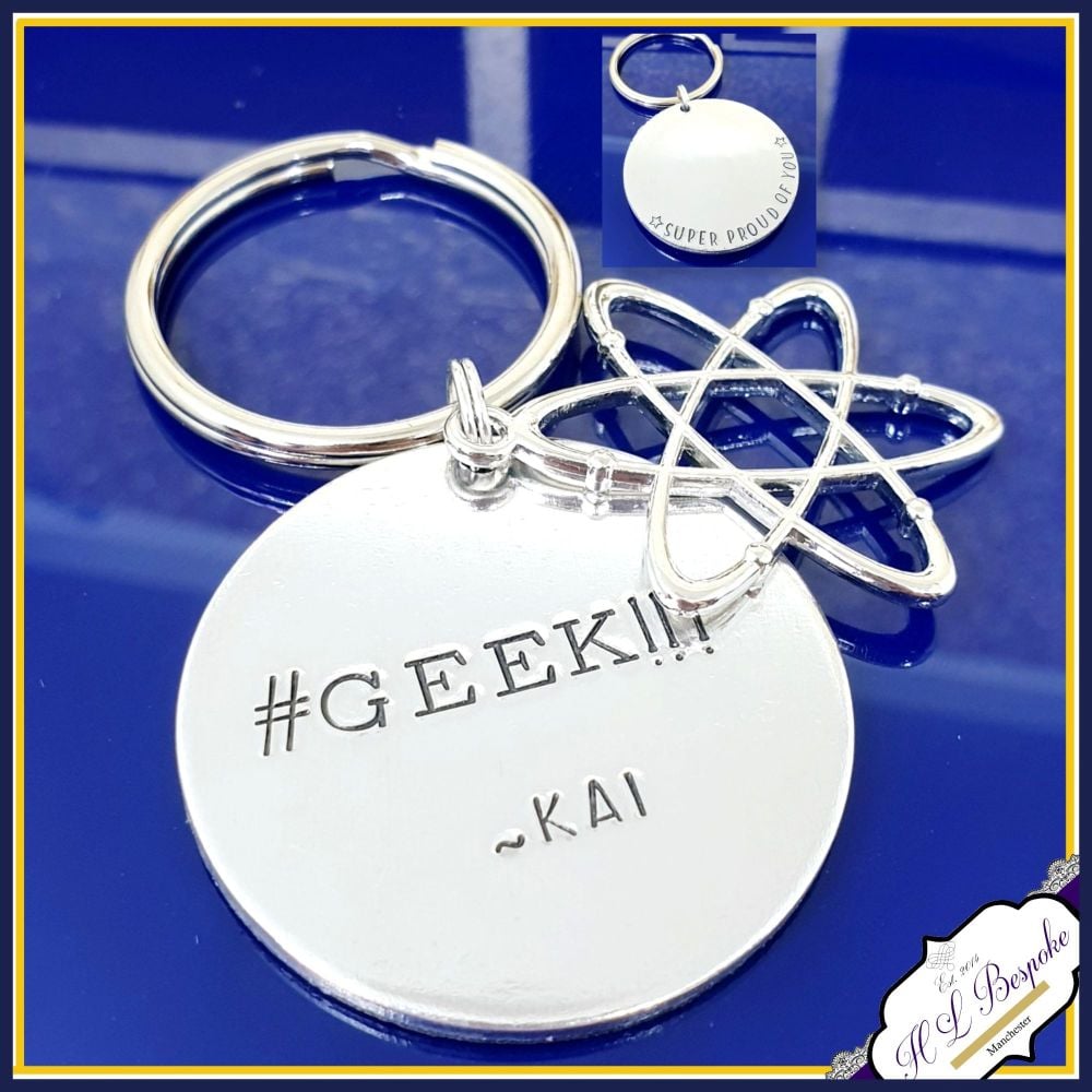 Handmade Atom Silver Plated Keyring//bag Charm Dad Father Gift Gift Boxed