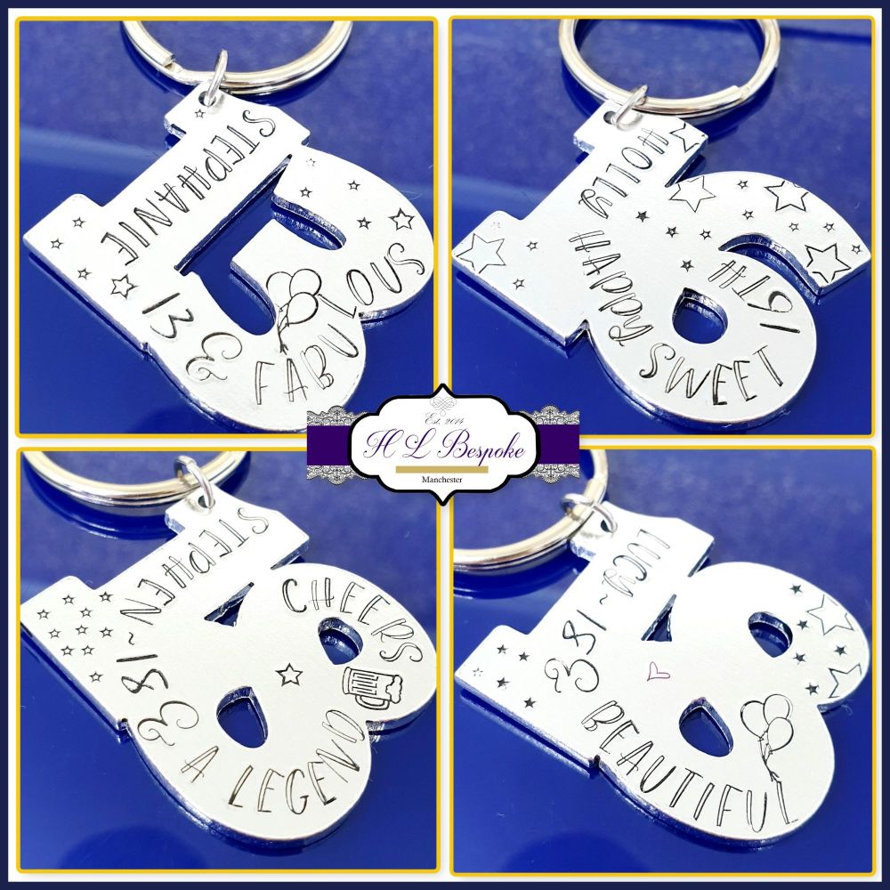 Personalised 18th Birthday Gift Keyring - Special Age Birthday Keyring - 18th 13th Birthday Gift - 18th Special Birthday Gift - Age Birthday