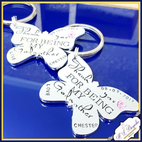Personalised Godmother Gift - Godmother Keyring - Godmother Keychain - Than