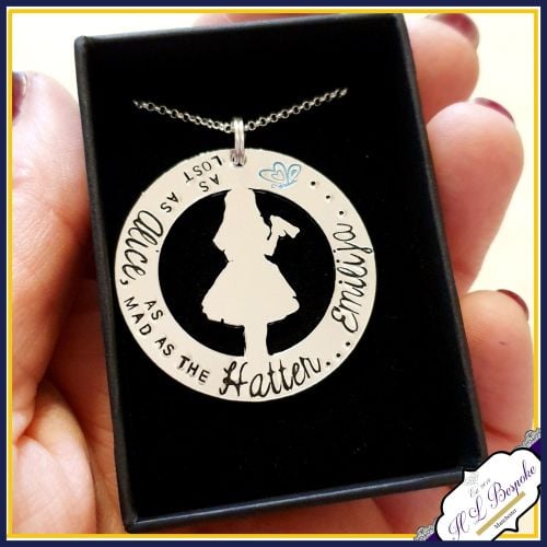 Personalised Alice In Wonderland Necklace - Alice In Wonderland Keyring - A