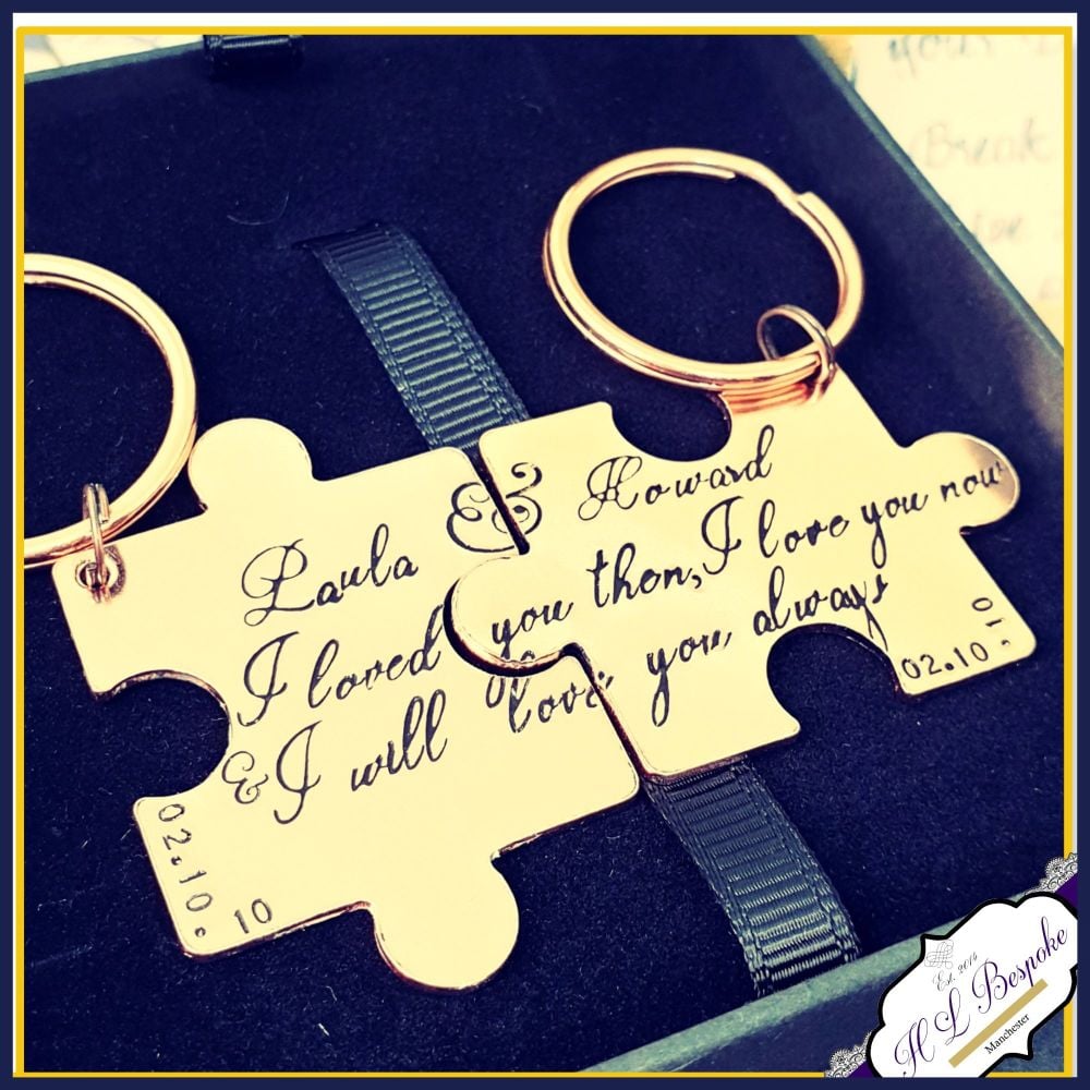 Personalised Copper 7th Wedding Anniversary Keyring - Loved You Then Gift - Puzzle Keychain - Copper 9th Anniversary - Anniversary Gift