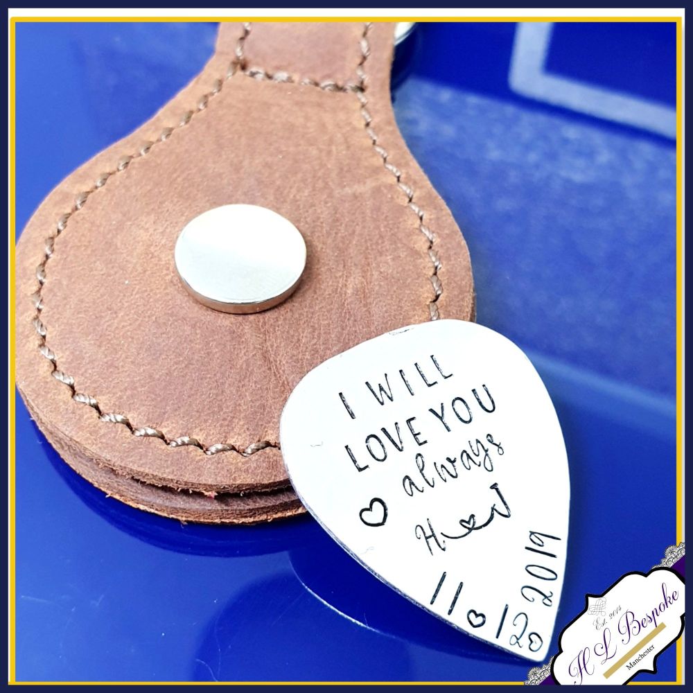 Personalised Sterling Silver Wedding Guitar Guitar Pick With Leather ...