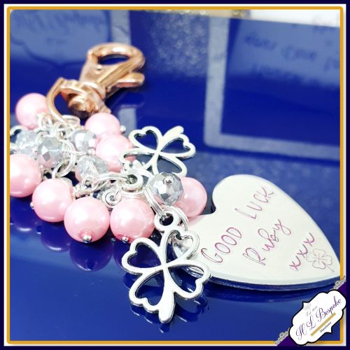Personalised Bag Charm - Beaded Bag Charm - Personalised Beaded Keychain -