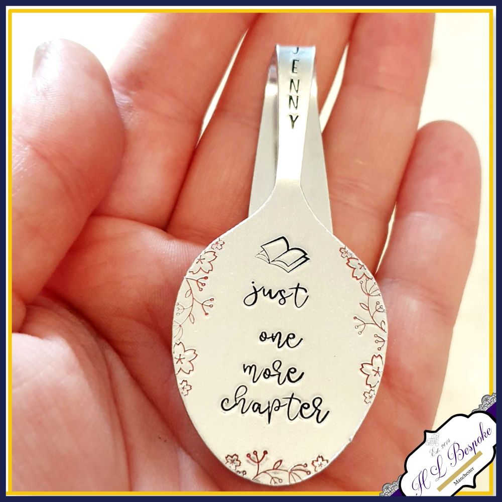 Personalised Quirky Spoon Shaped Bookmark - Just One More Chapter Book Lover Gift - Unique Personalised Gift For Reader - Book Lover Bookmark