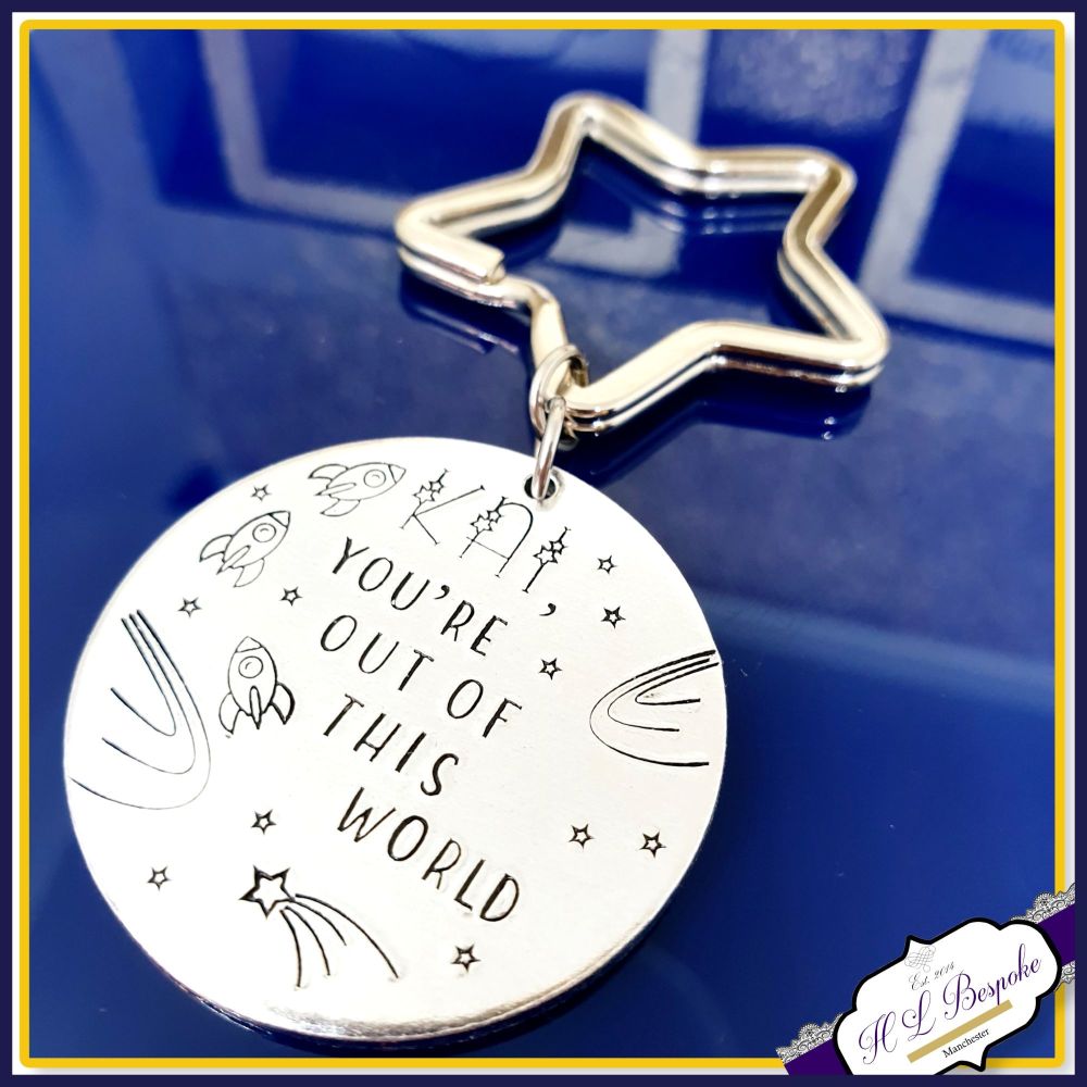 Personalised Science Space Keyring - Out Of This World Valentine's Keyring 