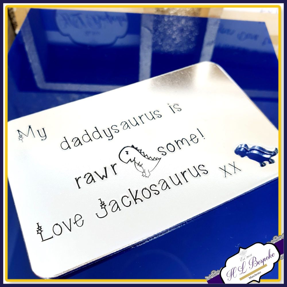 Personalised Daddysaurus Gift - Rawrsome Dad Gift - Dinosaur Gift For Dad - Dino Wallet Insert - Dinosaur Father's Day Gift - Rawr Means I
