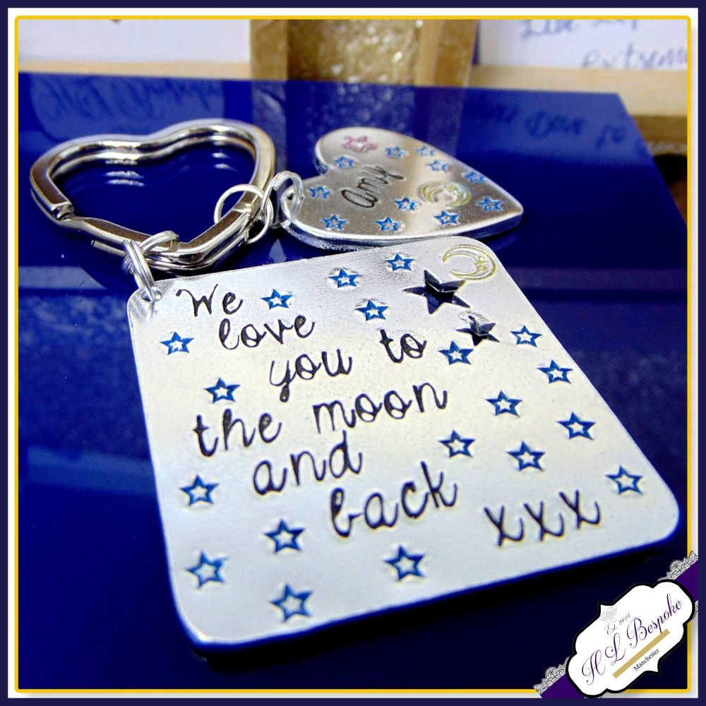 Personalised To The Moon And Back Keyring - Gift For Nanna - Keyring For Mummy - Moon & Back Daddy Keychain - Father's Day Keyring Love You
