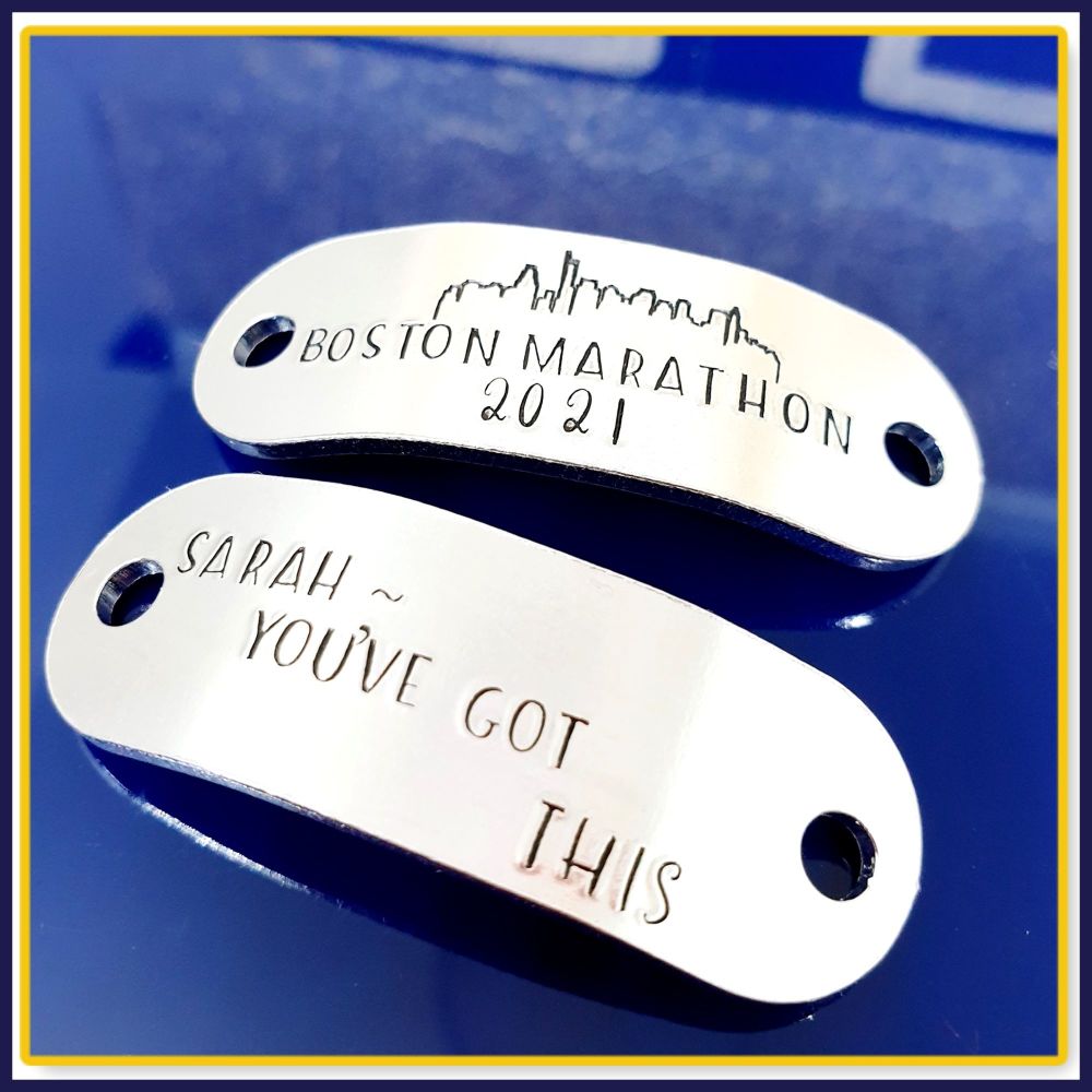 Pair Boston Marathon Trainer Tags - Gift For Boston Marathon - Personalised