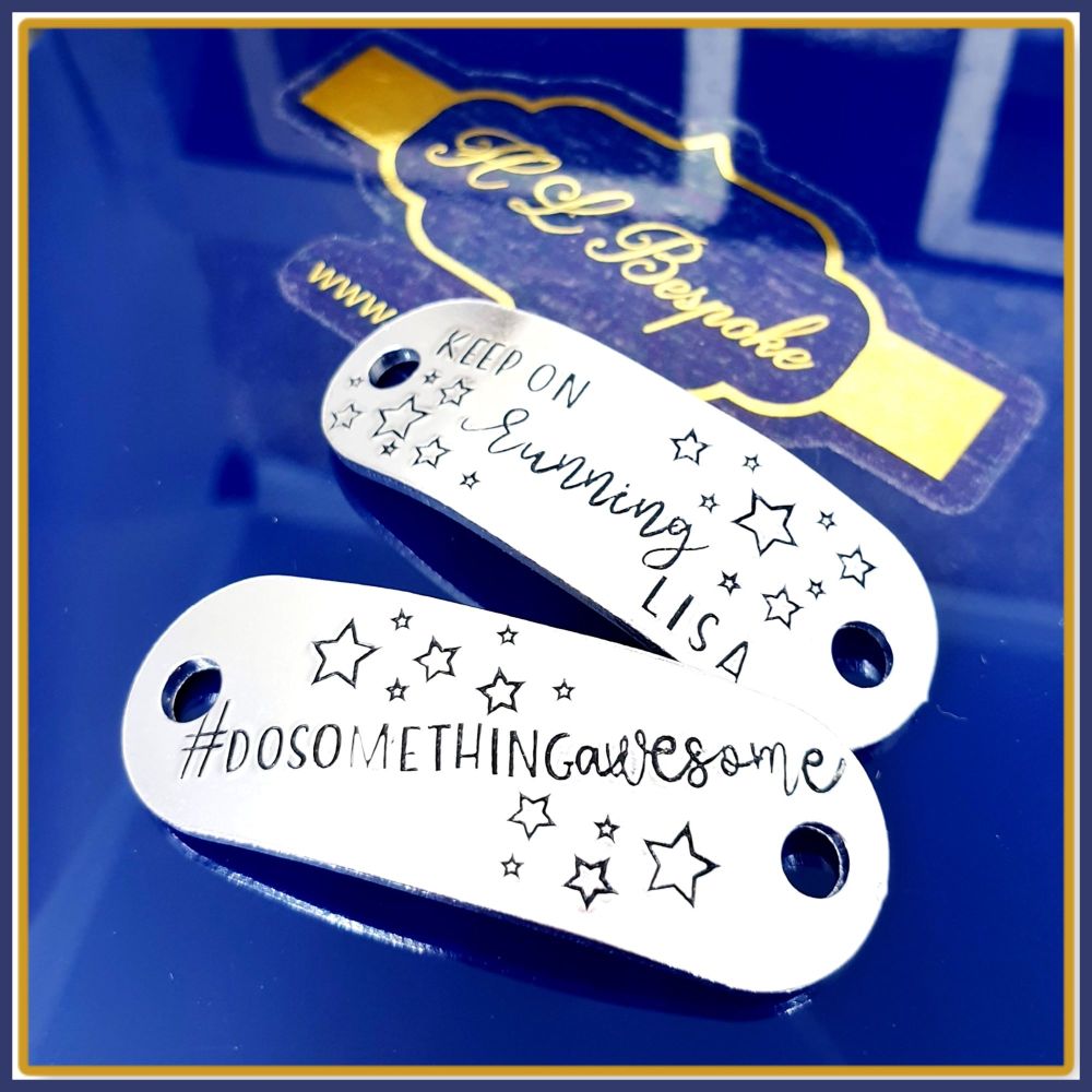 Personalised Trainer Tags - YOUR OWN WORDING - Runner Shoe Charm - Marathon Gifts - Jogger Gift - Cyclist Gift - Personal Trainer Gift