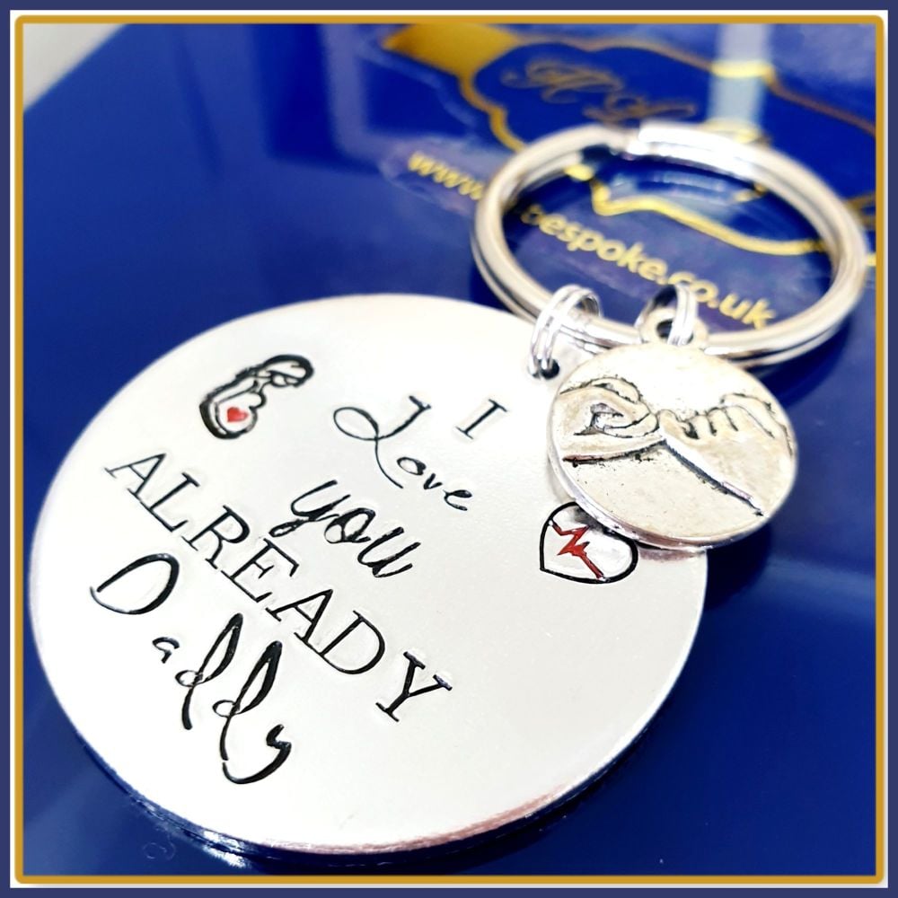 Daddy To Be Keyring - Daddy From The Bump Gift - Fathers Day Keyring - I Love You Already - From The Bump - Christmas Daddy Gift From Baby
