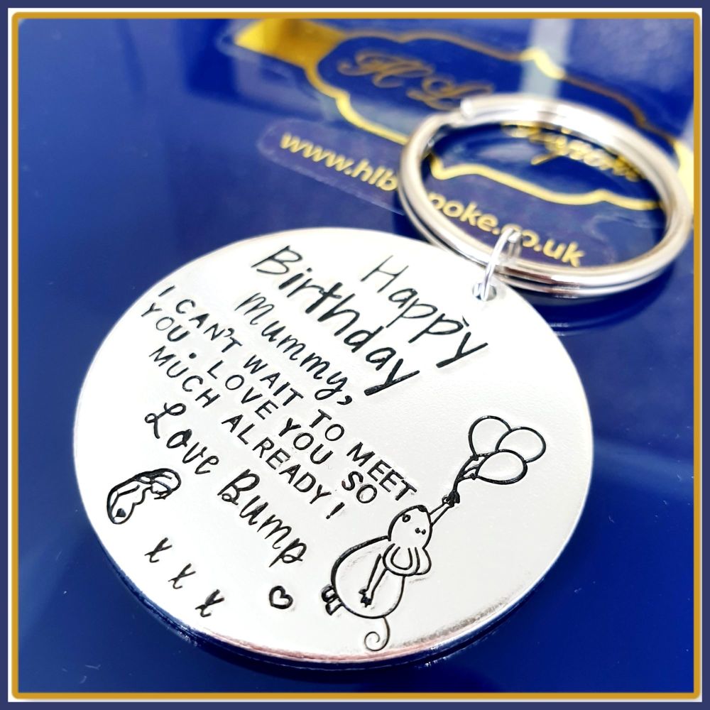 Pregnant Birthday Gift - Birthday Keyring - Happy Birthday Mummy To Be - From The Bump - Gift From Bump - Mummy To Be Gift From Baby