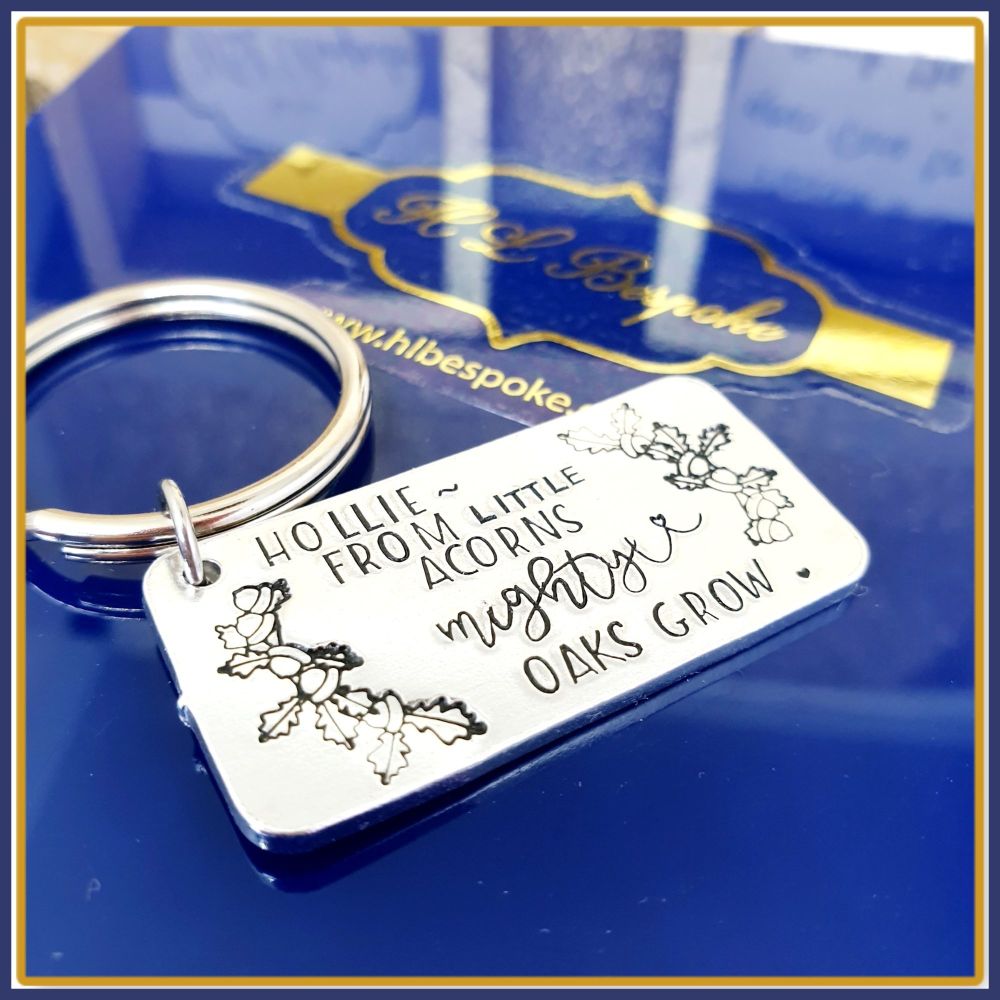Personalised From Little Acorns Might Oaks Grow Keyring Gift - Keep Going Gift - Uplifting Acornd Gift - Little Acorns Stay Strong Gift