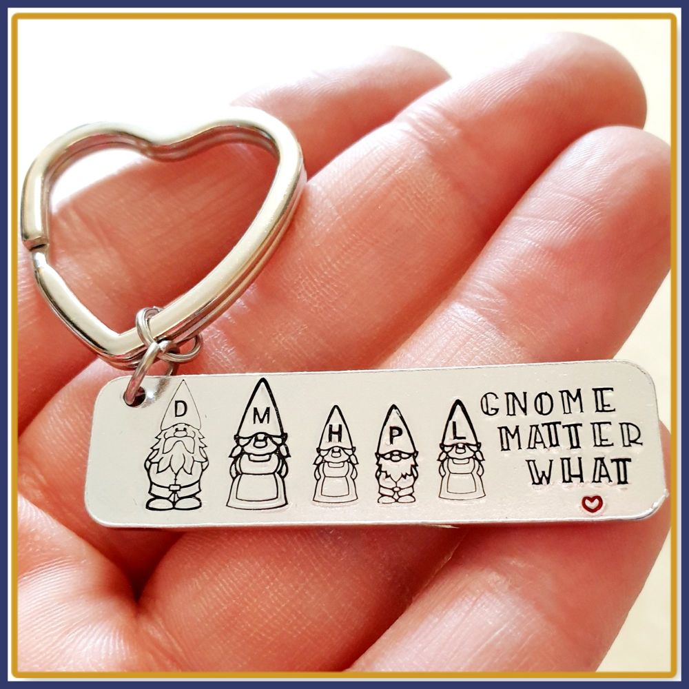 Personalised Gnome Family Keyring - Gnome Gift For Grandma Nanny - Gnome Matter What Keychain - Gift For Gnome Lover - Cute Gnome Keyring