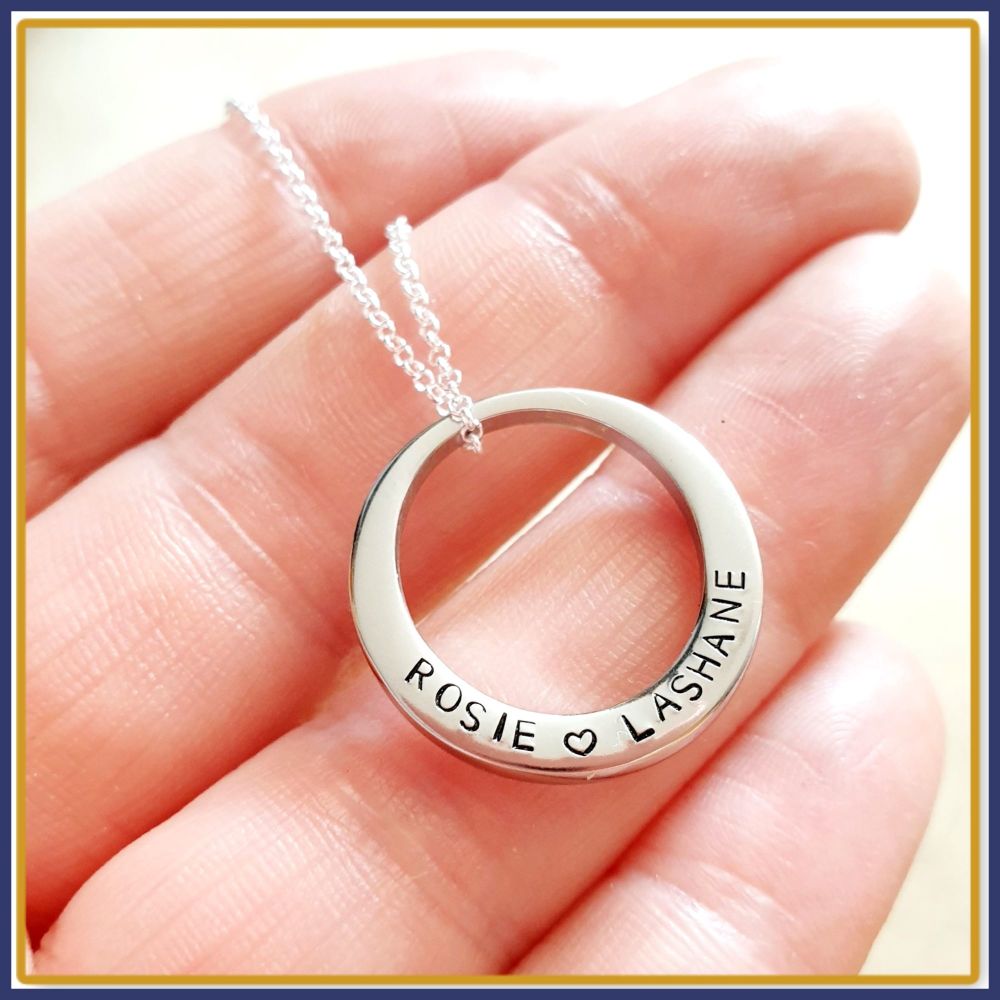 Personalised Washer Pendant - Washer Necklace - Name Necklace - Name Pendan