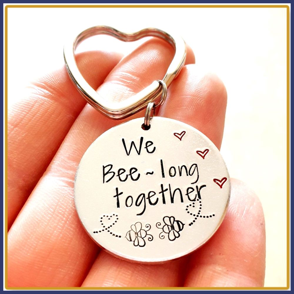 Valentine's Bee Gift - We Beelong Together - Bee Keychain - Bee Keyring - V