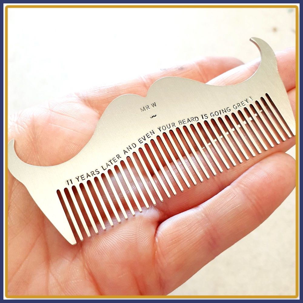 Personalised Beard Comb - Stainless Steel Beard Comb - Beard Master Comb - 