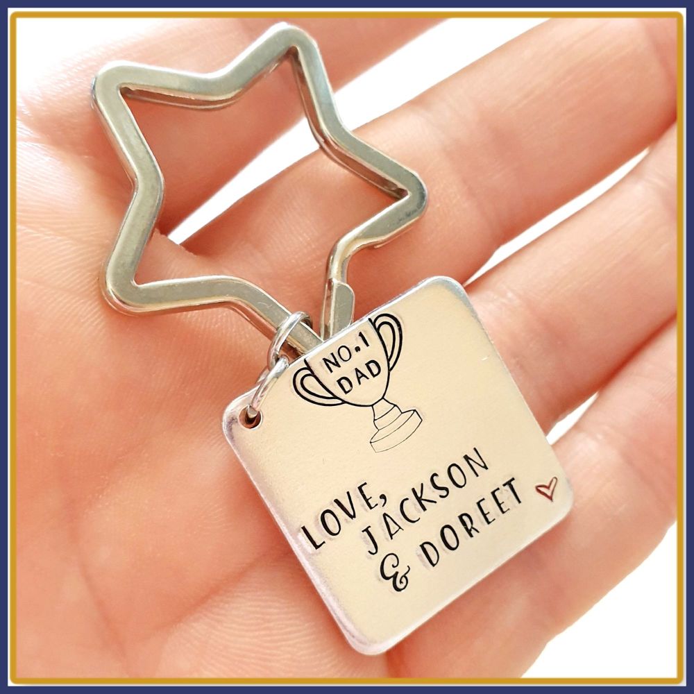 Personalised Number 1 Dad Keyring Gift - Best Dad Keyring - Trophy Gift For Father's Day - Father's Day for No.1 Dad - You're The Best Dad