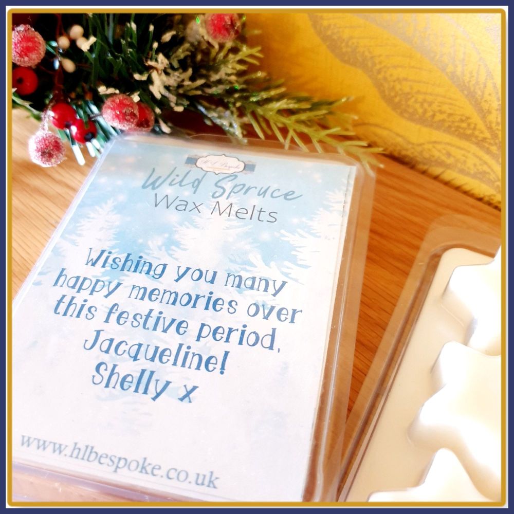 Personalised Christmas Tree Wax Melts in Star Clam Shell - Pine Cone Wax Me