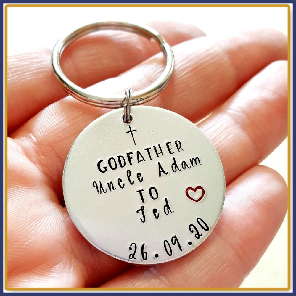 Personalised Aunty Uncle Godparent Gift - Auntie Godmother Keyring - Uncle 