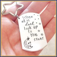 When All Is Dark Look Up At The Stars Keyring - Hare and Moon Gift - Wish Keychain - Dream Gift - Stars and Moon - Small Stocking Fillers
