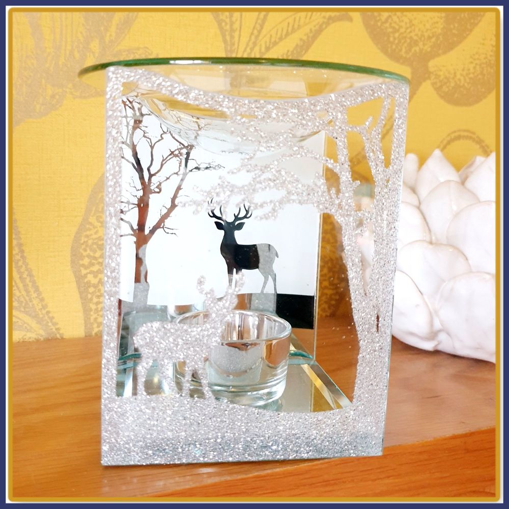 Stunning Sparkly Stag Christmas Scene Wax Melt Burner With Wax Melt Samples