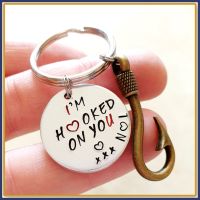 Hooked On You Keyring - Fisherman Keyring - Hooked On You Keychain - Valentines Keyring - Valentine's Gift - Gift For Fisher - Fishing Gift