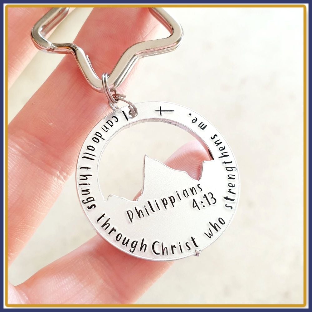 Bible Quote Keyring - Chapter And Verse Keychain - Mountain Keyring - Bible Wording Gift - Bible Gift - Chapter And Verse Gift - Bible Gifts