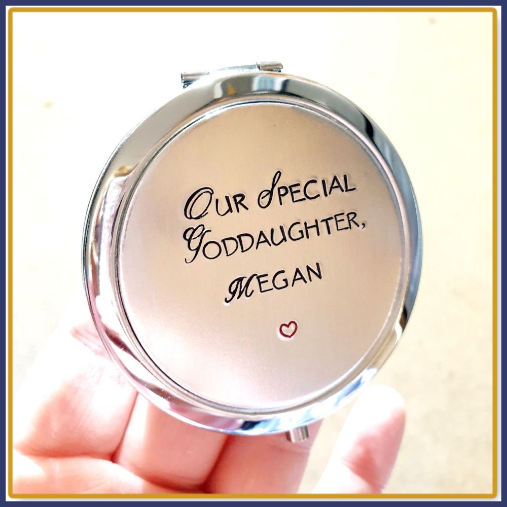 Adult Goddaughter Gift - Goddaughter Compact Mirror - Personalised Compact Mirror - Christening Gift - Personalised Goddaughter Gift