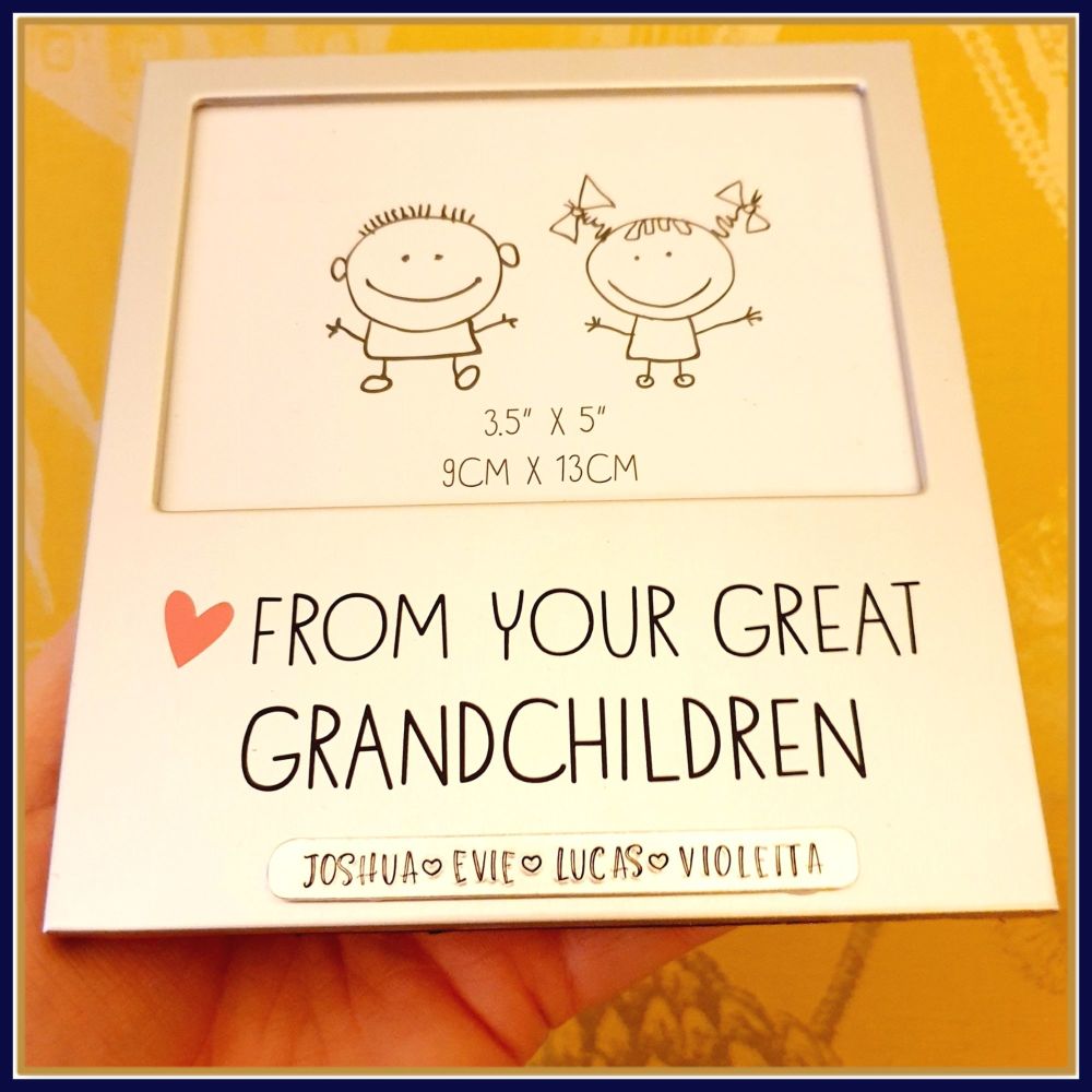 Personalised Great Grandchildren Photo Frame - Gift For Great Grandparent - Silver Photo Frame Great Grandparents - Grandparent Photo Gift