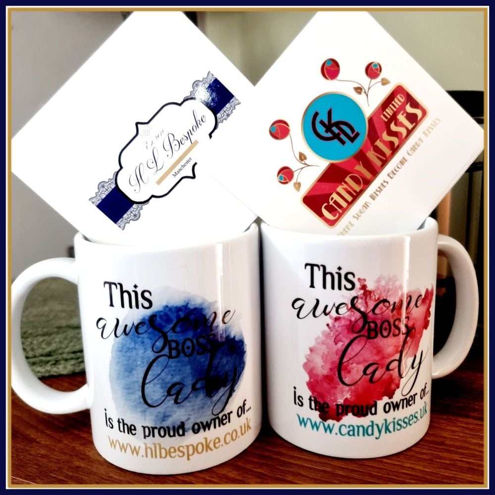 Personalised Small Business Owner Mug & Coaster Gift - New Business Gift - Business Merch Mug - Mug With Logo - Coaster With Business Logo