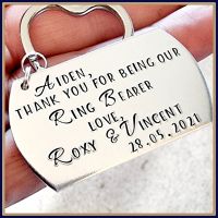 Personalised Ring Bearer Keyring / Ring Bearer Gift - Best Man Gift - Usher Gift - Personalised Wedding Keyring With Date & Couple Name