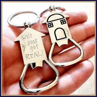 Funny New Home Keyring - House Shaped Bottle Opener - First Home Keyring - Sh!t Just Got Real - New Home Gift For Men - House Warming Gift - First