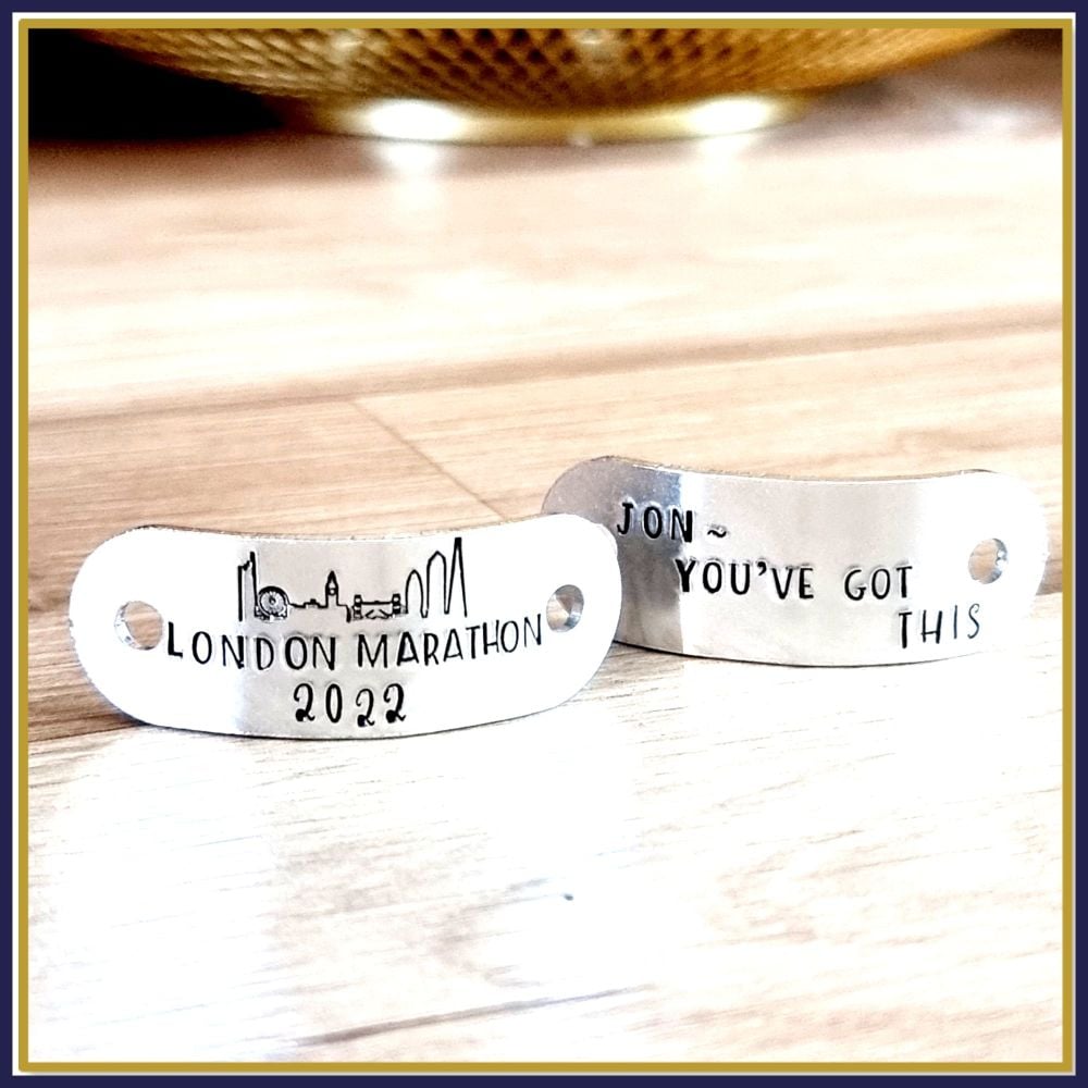 Pair Marathon Trainer Tags with Runner Number - London Marathon Gift - Runner Marathon Number Gift - Marathon Number Gift - Marathon Gift