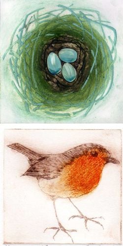 collagraph and drypoint prints