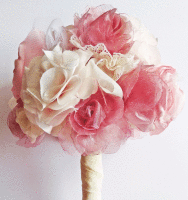 fabric flower bouquet in pink