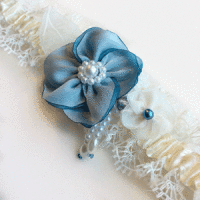 Wedding garter, bridal garter, with Something Blue, ivory and blue, keepsake garter, toss garter, UK, Blue Lily Magnolia
