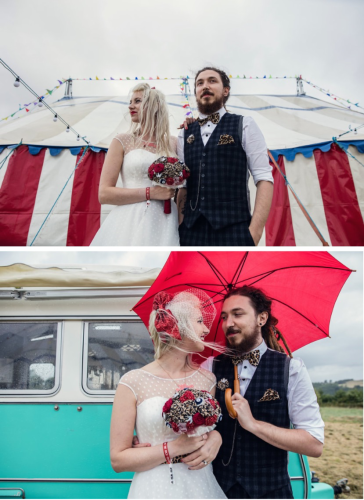 Festival wedding, rockabilly bouquet by Blue Lily Magnolia, photos Assassynation