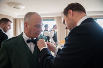 Father of the groom boutonniere, tartan lapel flower