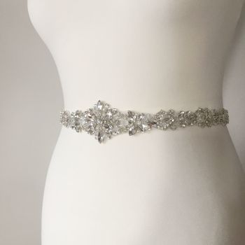 Rhinestone wedding belt sash with crystals and beads