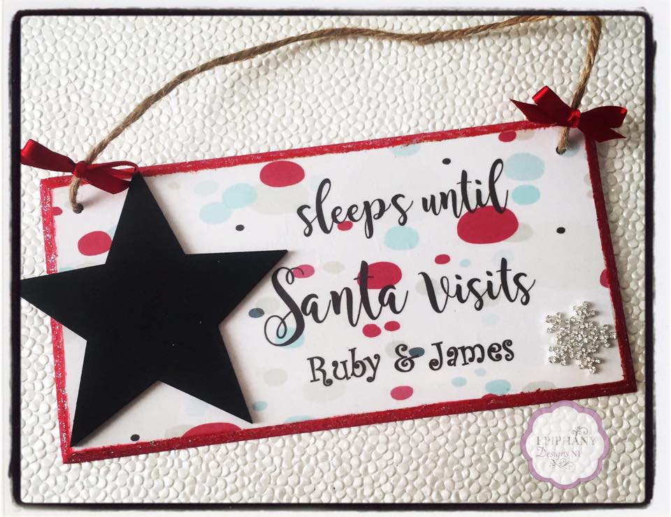 Sleeps until Santa Visits - personalised Star countdown plaque