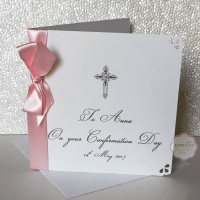 Chic Boutique Range Christening, Baptism, Communion / Confirmation Card with bow  