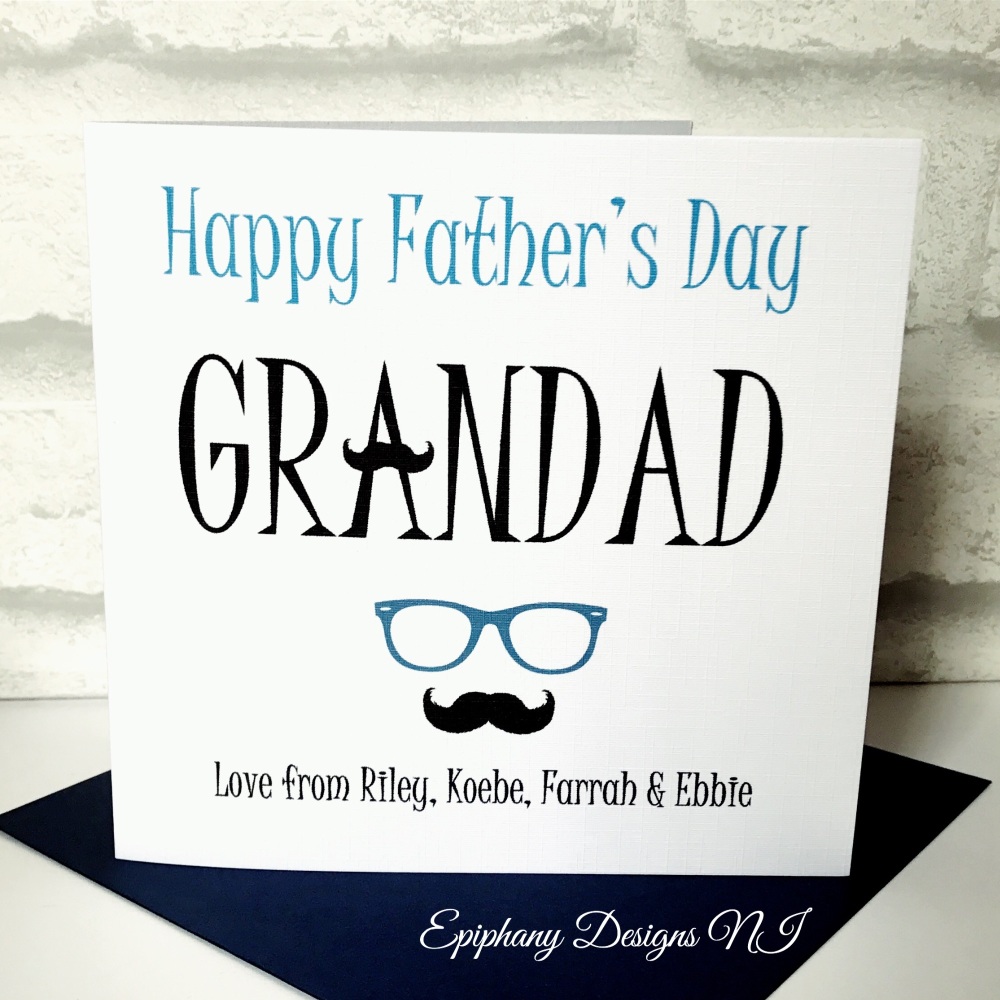 Fathers Day Card - Grandad - spectacles and moustache