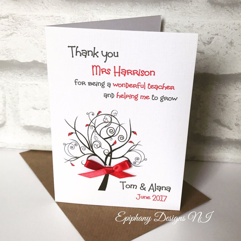 Teacher / Classroom Assistant Thank You Card - help me grow tree design