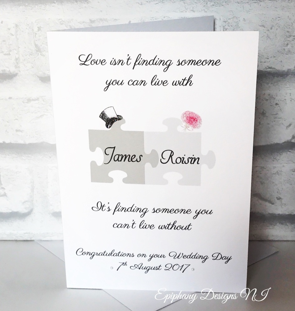 Wedding Day Congratulations Card - Jigsaw pieces 