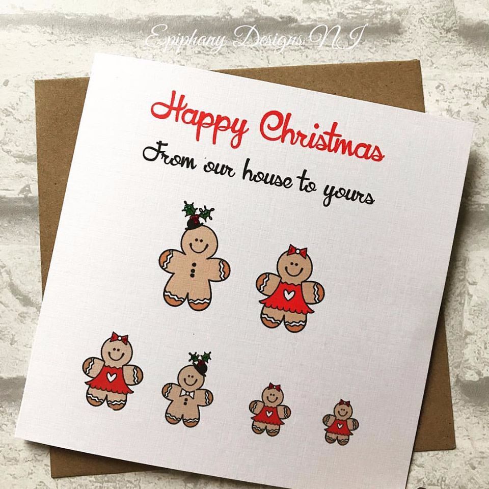 Personalised Merry Christmas Card Gingerbread Family