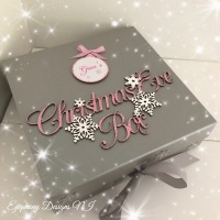 Personalised Silver Christmas Eve Box - vintage font - Pink