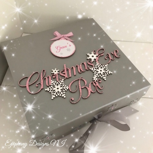 Personalised Silver Christmas Eve Box - vintage font