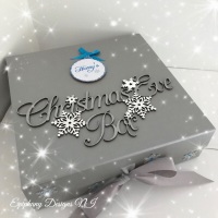Personalised Silver Christmas Eve Box - vintage font - Blue