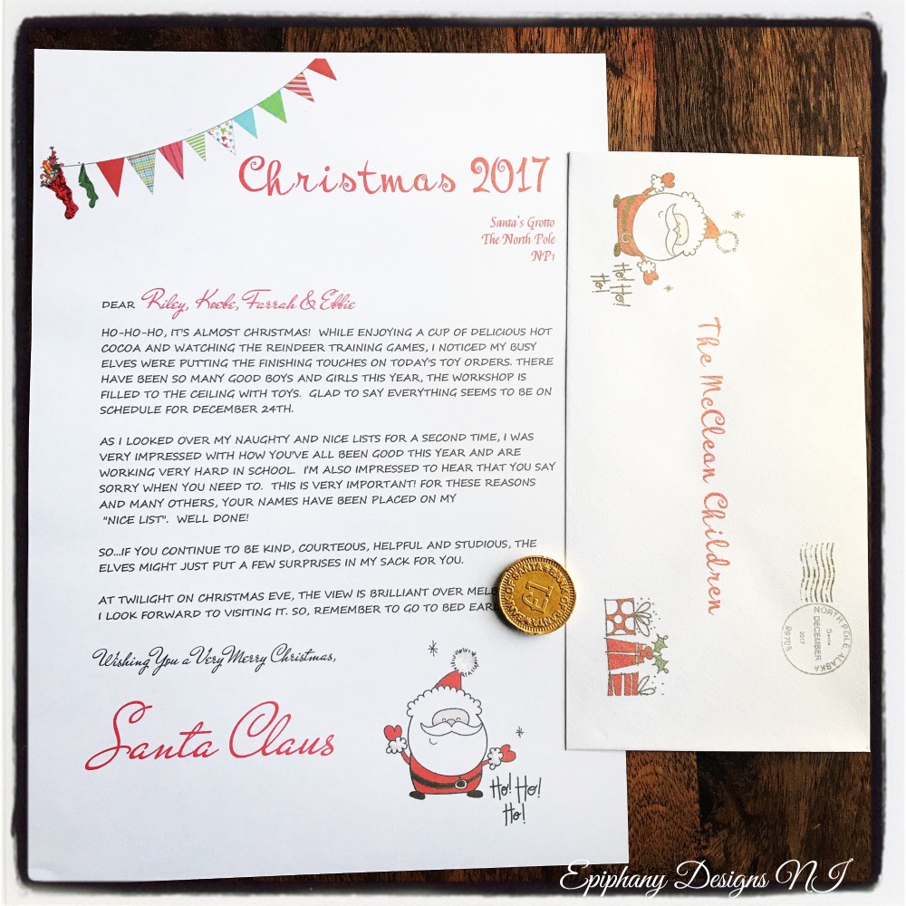 Personalised Letter from Santa with Chocolate coin - Jolly Santa design